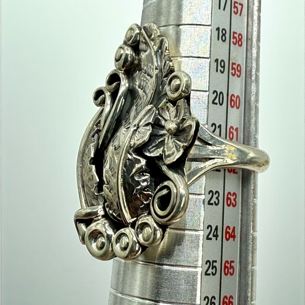 Native American Navajo Sterling Silver Statement Ring – Signed Harry B. Yazzie - Picture 9 of 16
